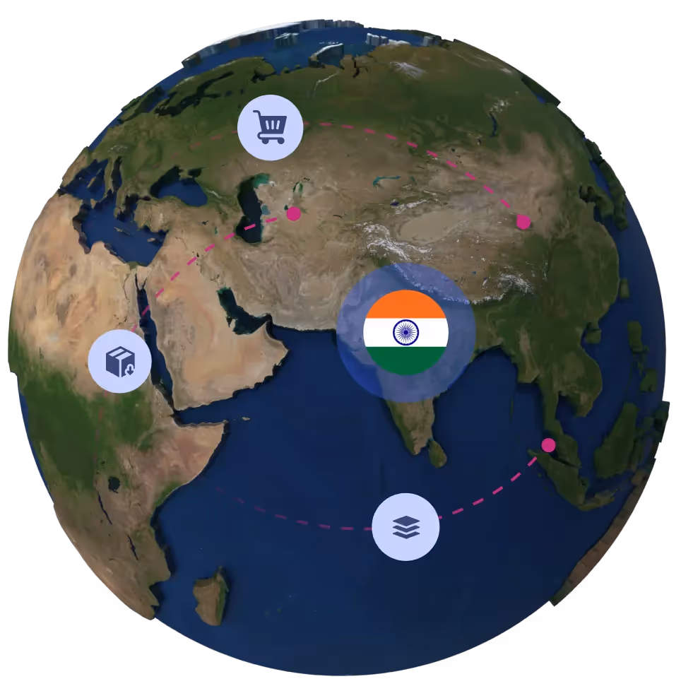 Globe with Indian flag