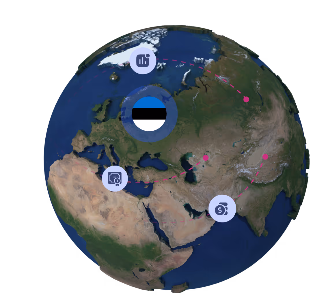 Globe with Estonian flag