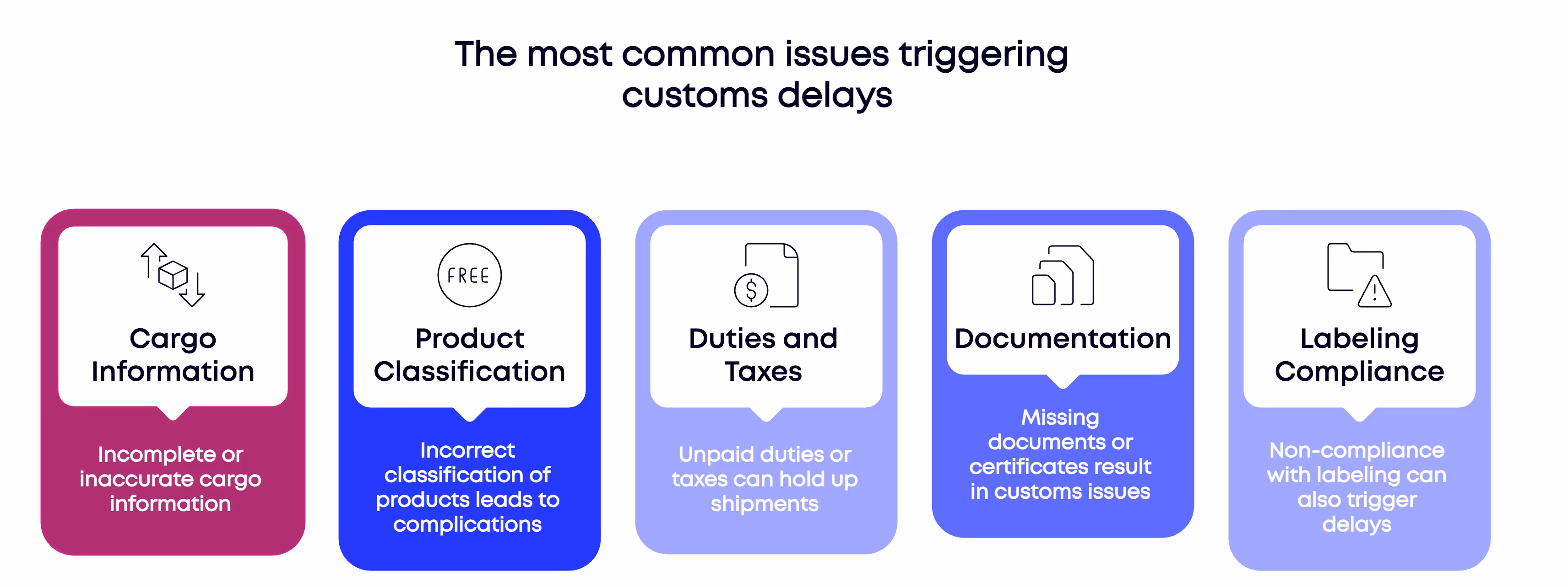 Visual breakdown of top customs challenges impacting e-commerce scaling logistics.