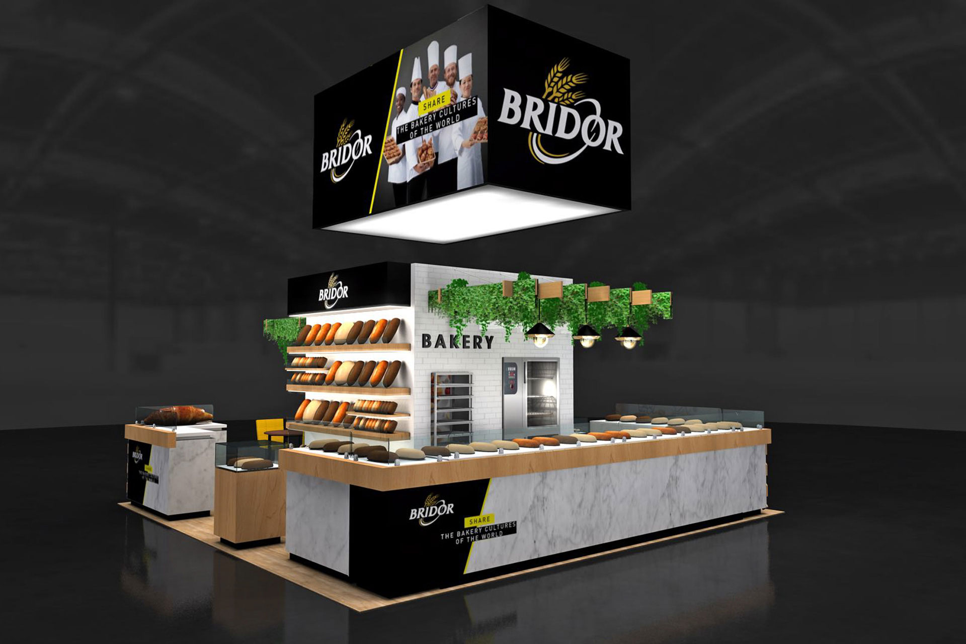 Food and beverage trade show booth rendering