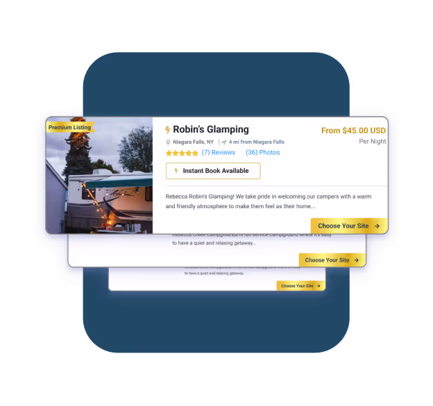 Premium listings examples on the RoverPass website