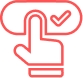 A hand grasping a check mark against a solid black background, symbolizing approval or completion