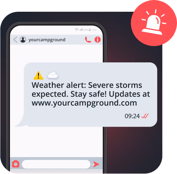 Text message alert of a severe storm sent using RoverPass Mass SMS