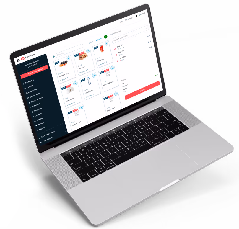 RoverPass Campground POS backend in Roverpass owner portal