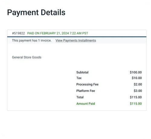 Example checkout screen for RoverPass POS
