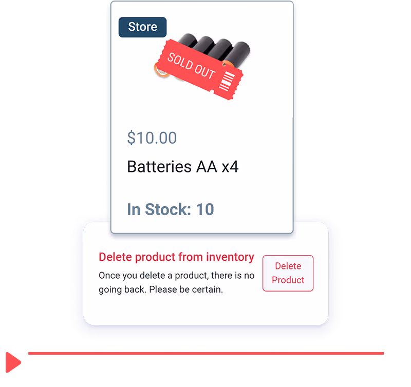 Example of sold out batteries in an online store