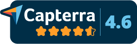 Logo of Capterra with the star rating of 4.6 out of 5.