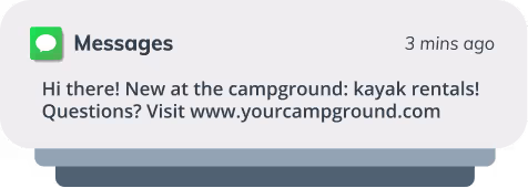 Push notification letting a user know that kayaks are available for rent