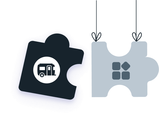 Two puzzle pieces with one representing RoverPass and the other representing another company