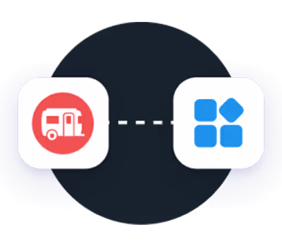 Two icons featuring a blue square and a red square positioned above them.