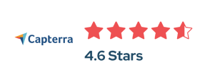 Logo of Capterra featuring RoverPass star rating of 4.6 out of 5 stars