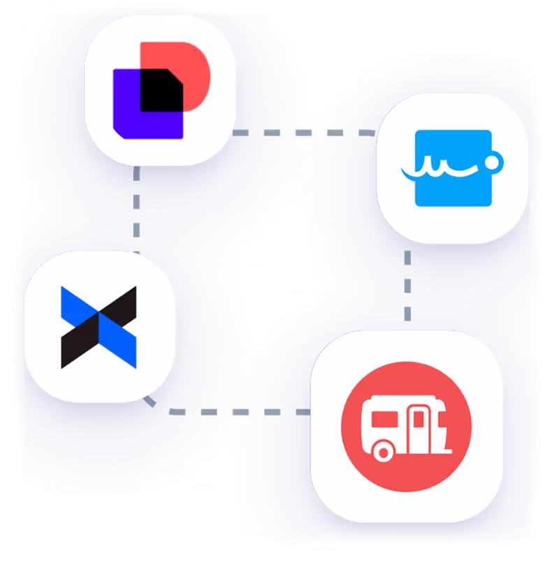 Icons representing different companies RoverPass integrate with that simplify manual task and document signing