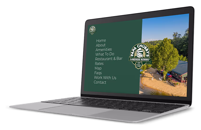 Laptop displaying Papa Chubby;s website which was created by RoverPass