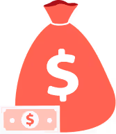 Moneybag and dollar icon