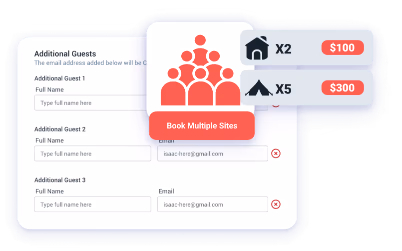 Dashboard displaying group booking with the RoverPass software
