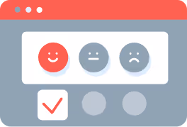 Survey with different smiley faces measuring guest satisfaction