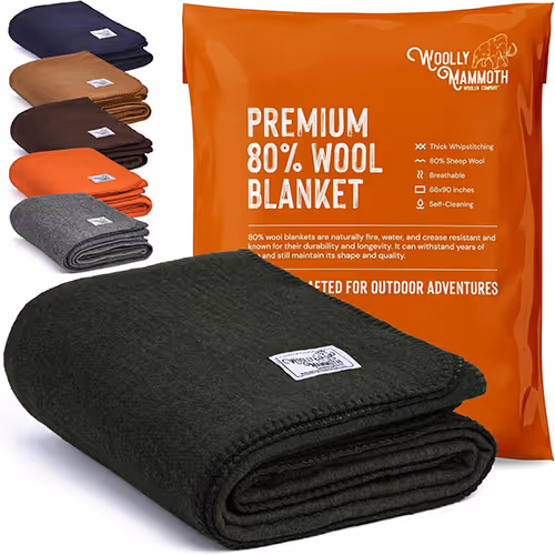 A premium 80% wool blanket displayed in a variety of colors