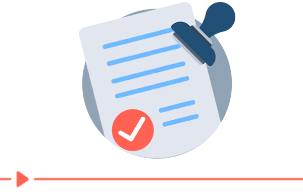 Illustration of a document with an approval stamp
