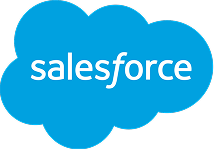 The Salesforce logo features the word "salesforce" in white, set within a light blue cloud-shaped icon. The entire logo is presented on a dark green background.