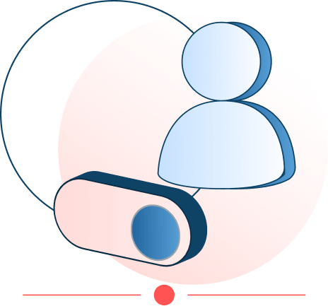 Illustration of a user icon and toggle switch, representing account activation or enabling a feature