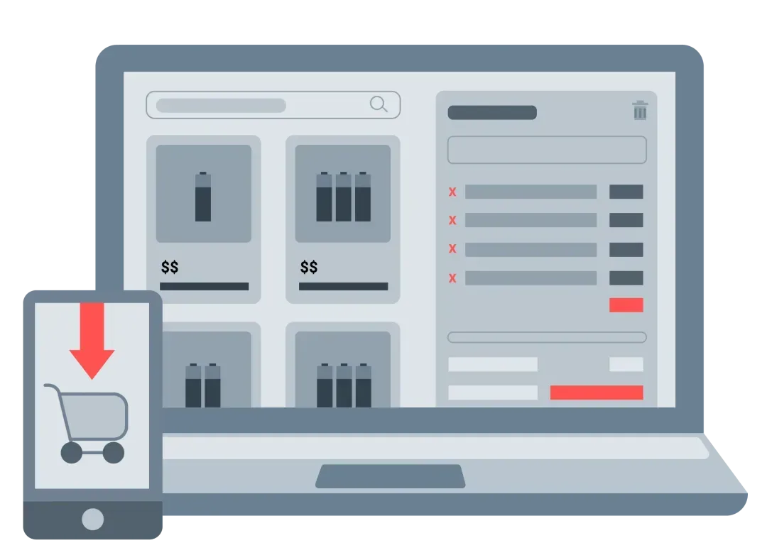 Illustration of a campground general store of someone using RoverPass