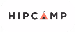 Hipcamp text logo featuring the signature coral and black tent icon.