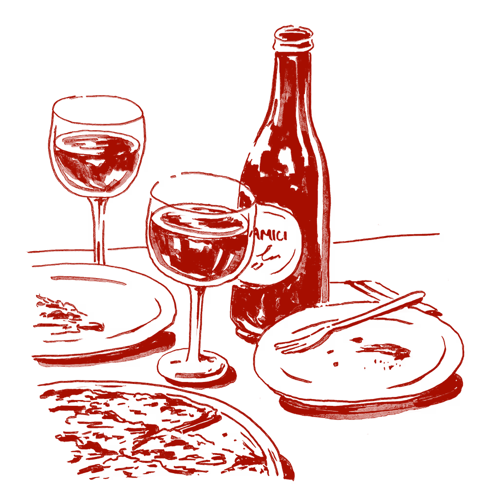 Illustration of a table diner scene