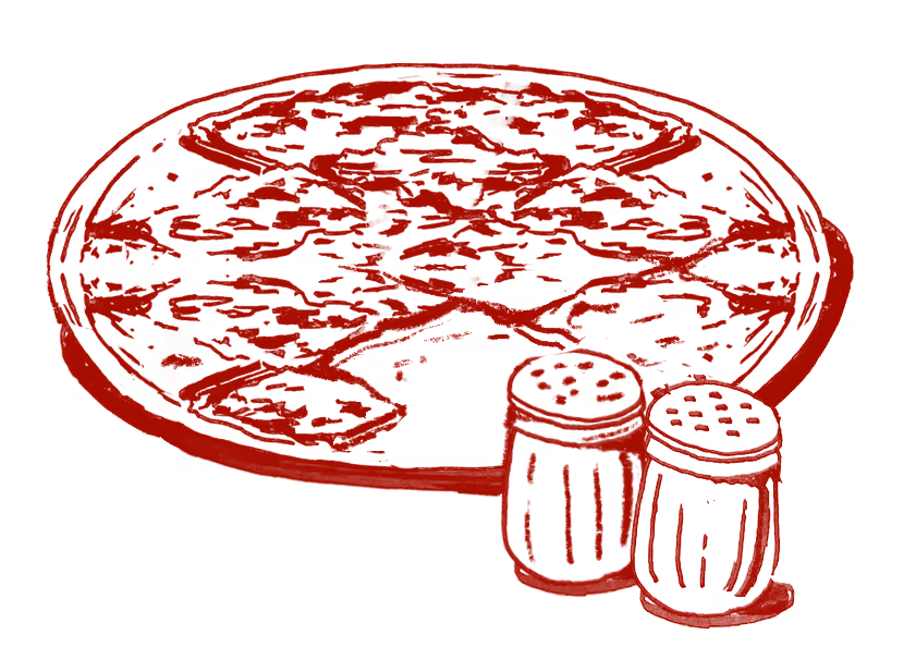 Illustration of tavern style pizza