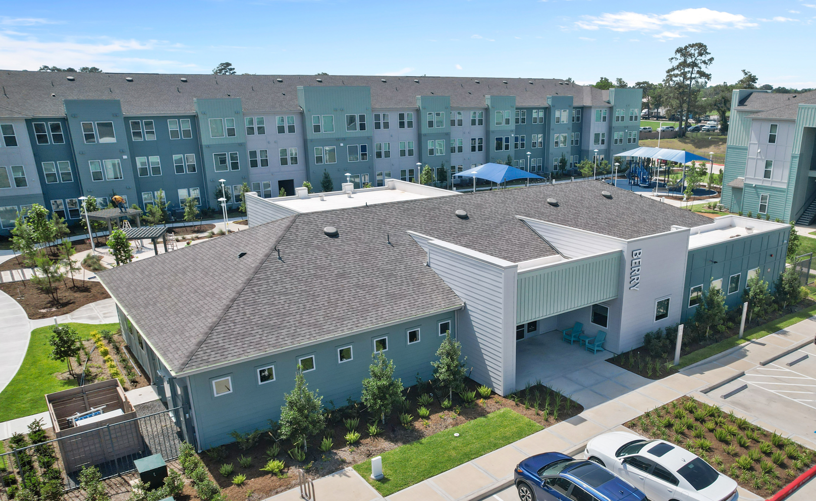 Exterior building aerial