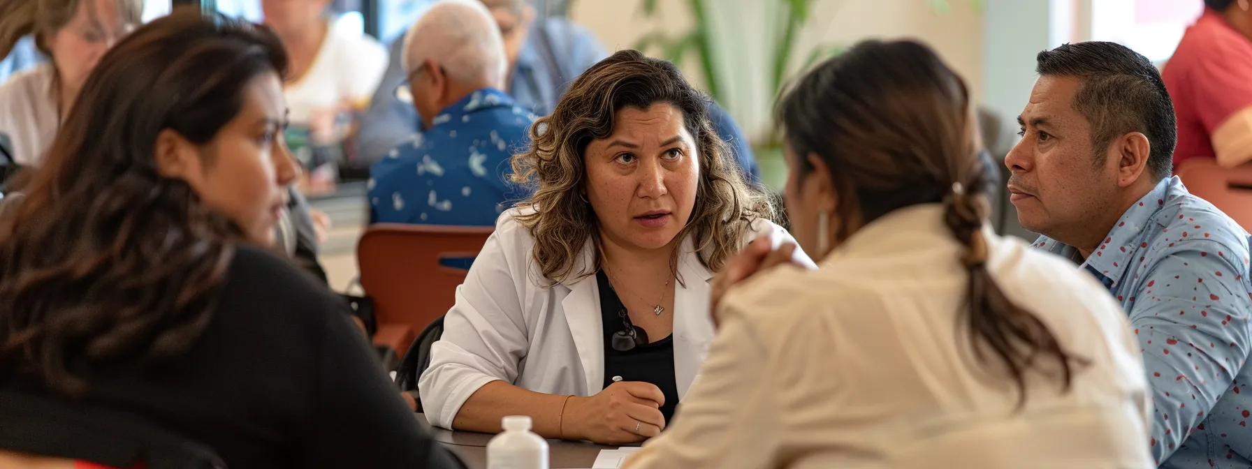 a diverse group of people of different ages and backgrounds gathering around a table, discussing healthcare coverage eligibility criteria during open enrollment.