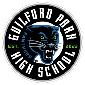 The Guilford Park High School Panthers logo that features a snarling panther protruding from a central circle with the text "Guilford Park High School" encircling it.
