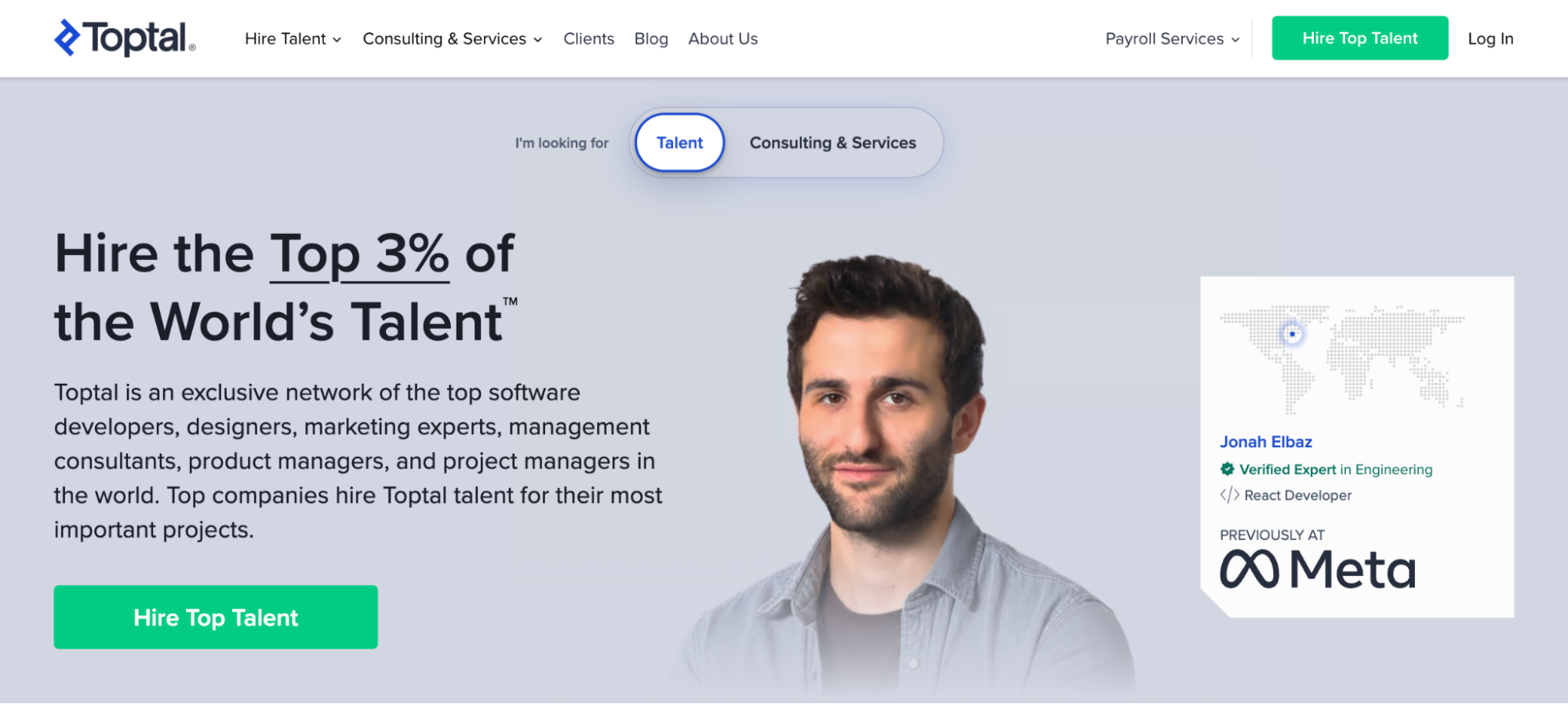 Toptal homepage