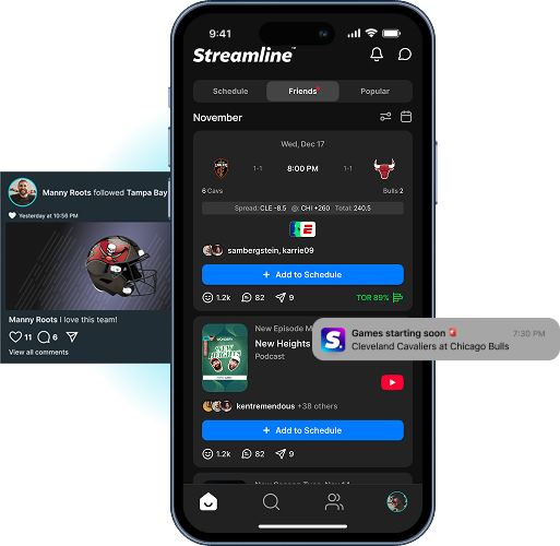Follow teams and shows on your schedule