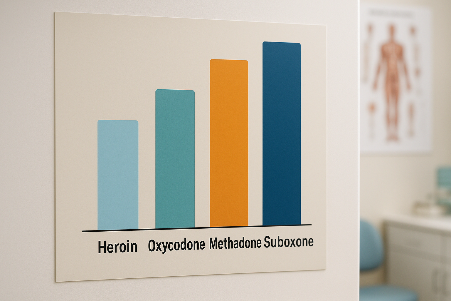 A visual comparison of Suboxone and other opioids regarding their duration in the system.