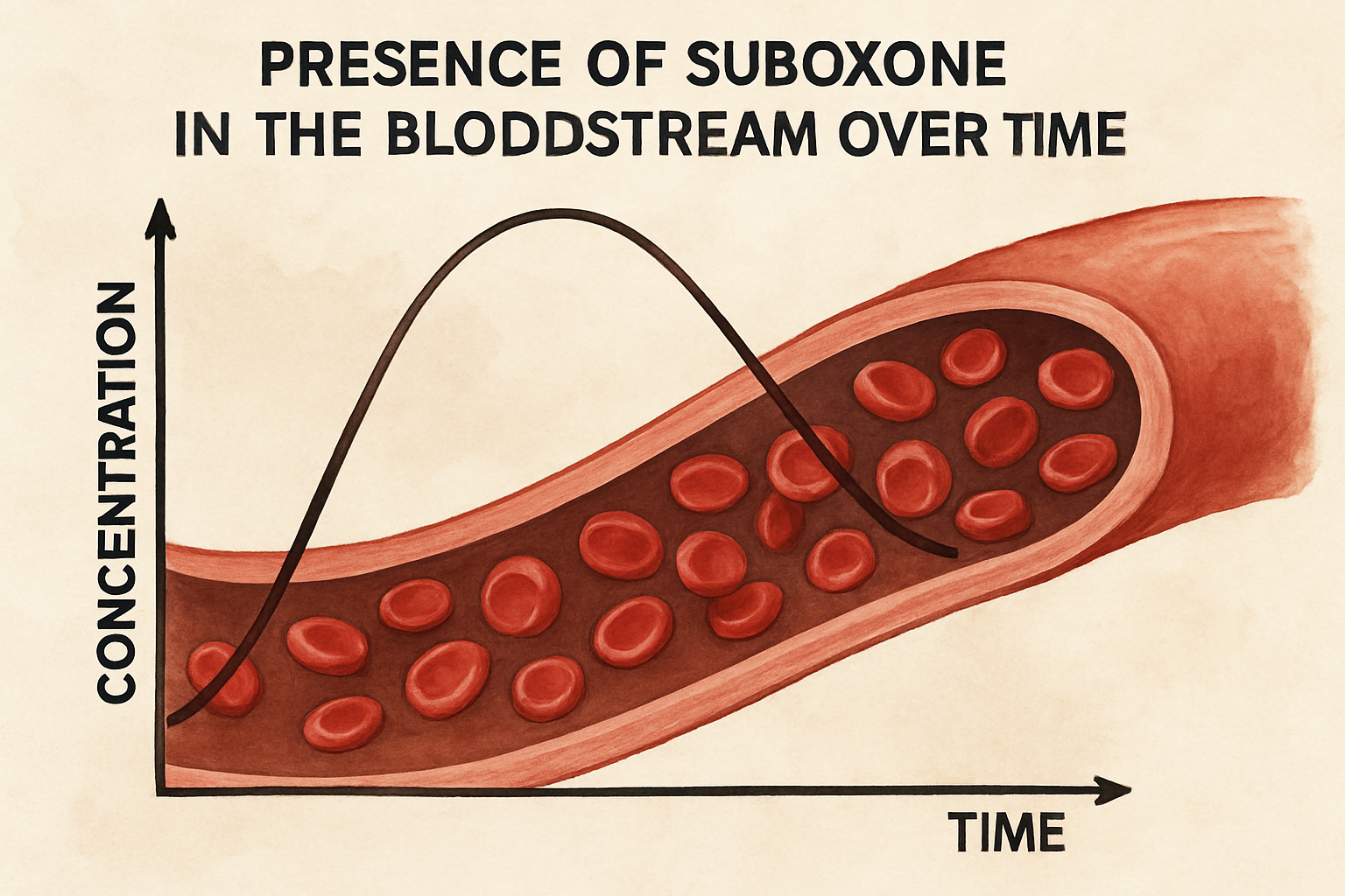 An illustration of the presence of Suboxone in the bloodstream over time.