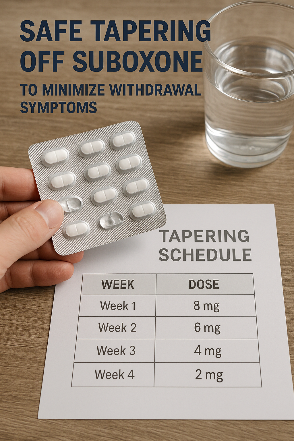 An illustration demonstrating the safe tapering process off Suboxone to minimize withdrawal symptoms.