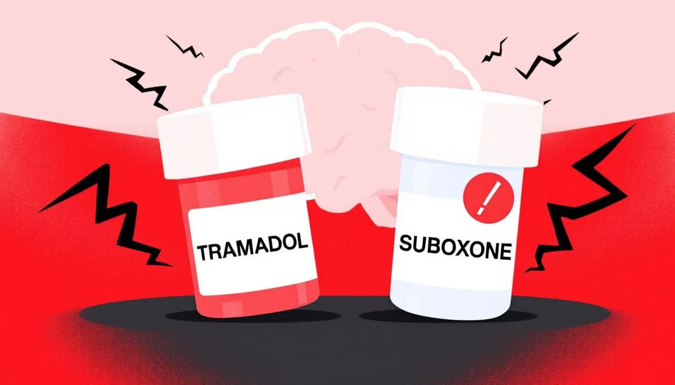 An illustration depicting the risks associated with taking tramadol while on Suboxone.