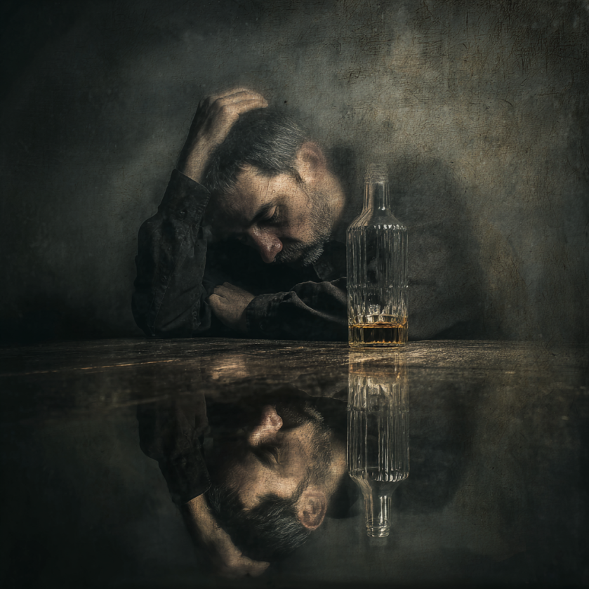 Visual representation of co-occurring opioid and alcohol addiction.
