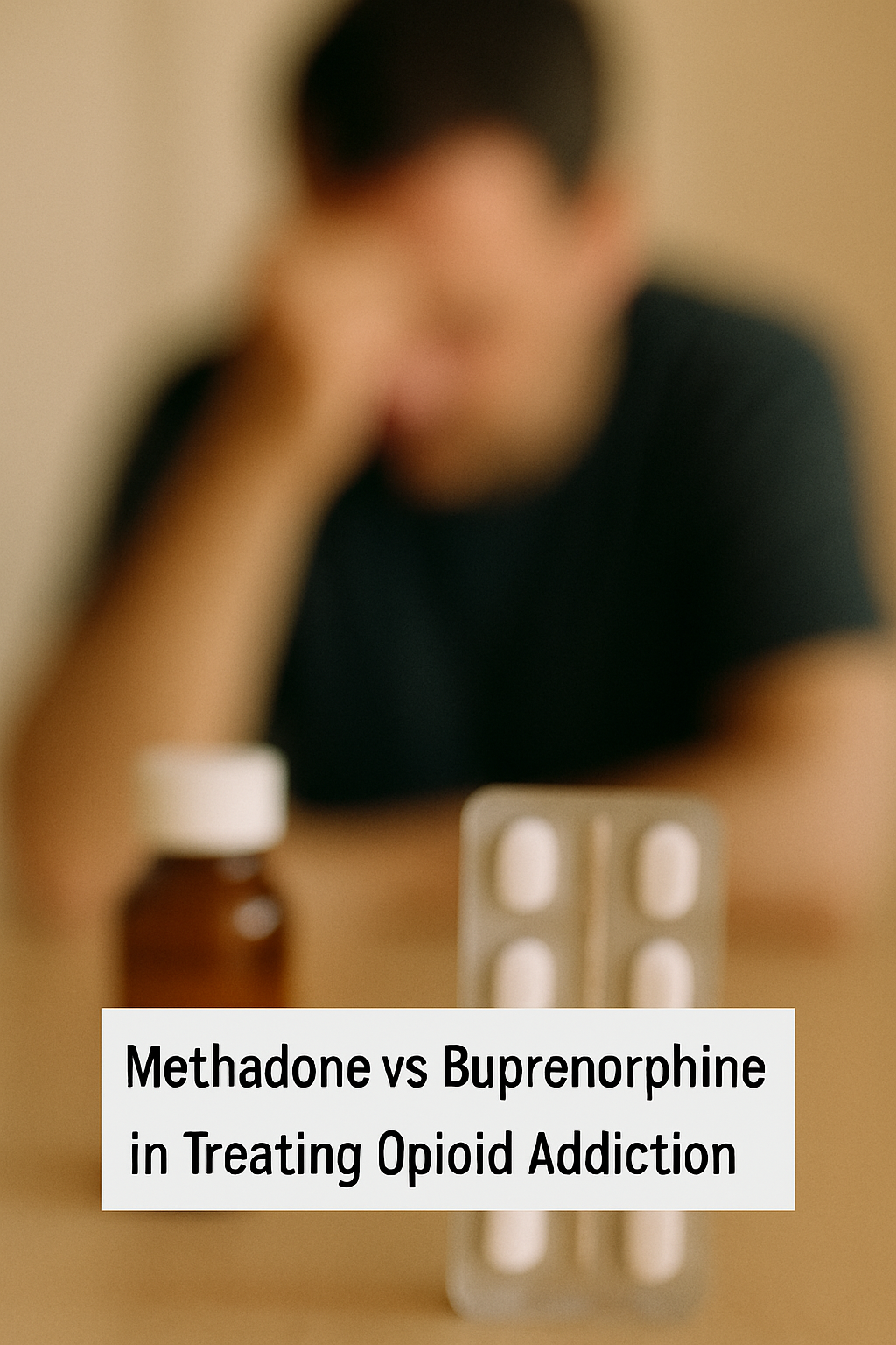 A blurred image representing the comparison of methadone vs buprenorphine in treating opioid addiction.