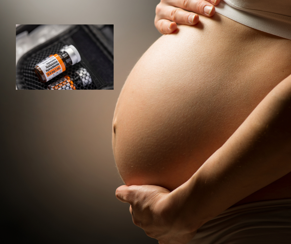 A visual representation of considerations for pregnant individuals using naloxone buprenorphine.