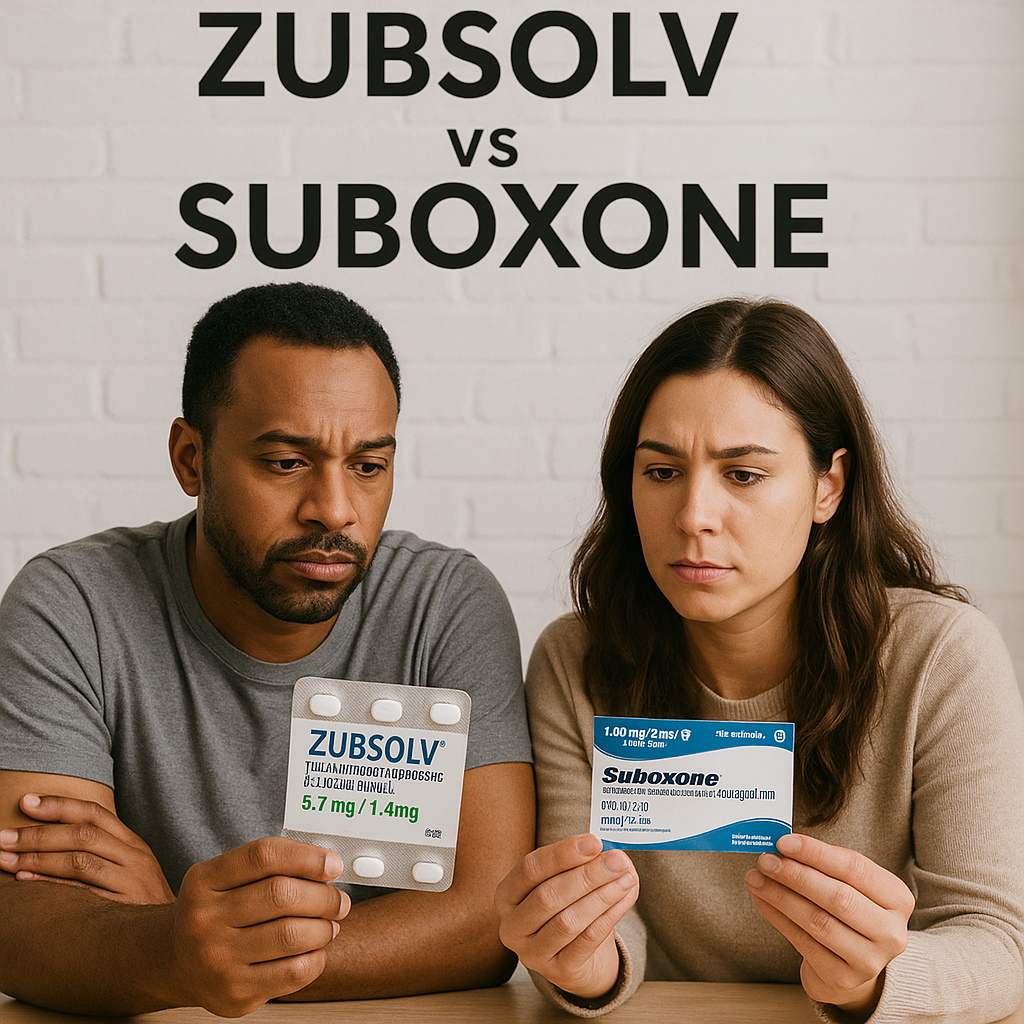 A visual guide on which medication is better: Zubsolv or Suboxone.