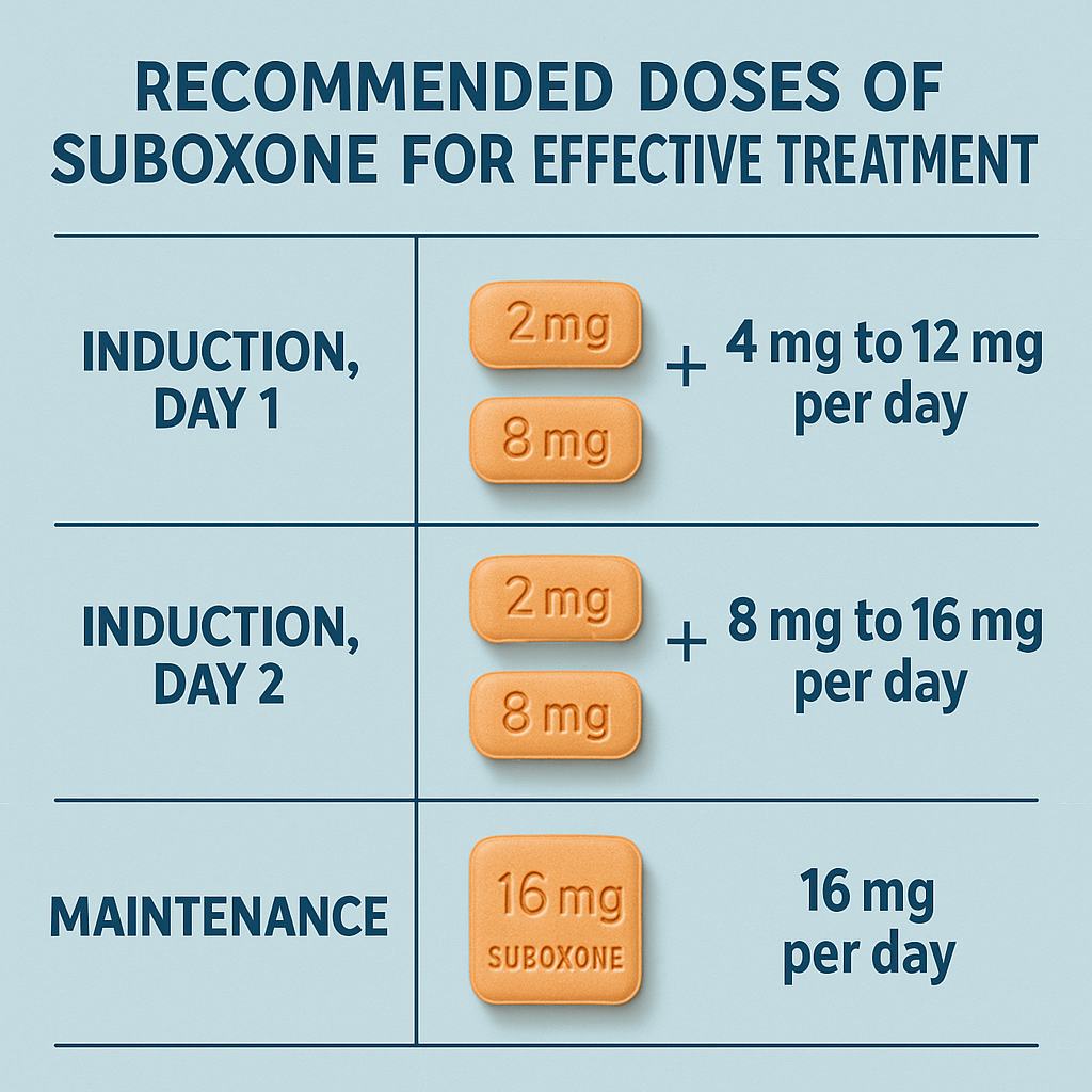 Recommended doses of Suboxone for effective treatment.