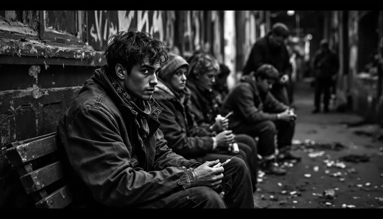 An image depicting individuals affected by the opioid epidemic, highlighting the diverse demographics involved.