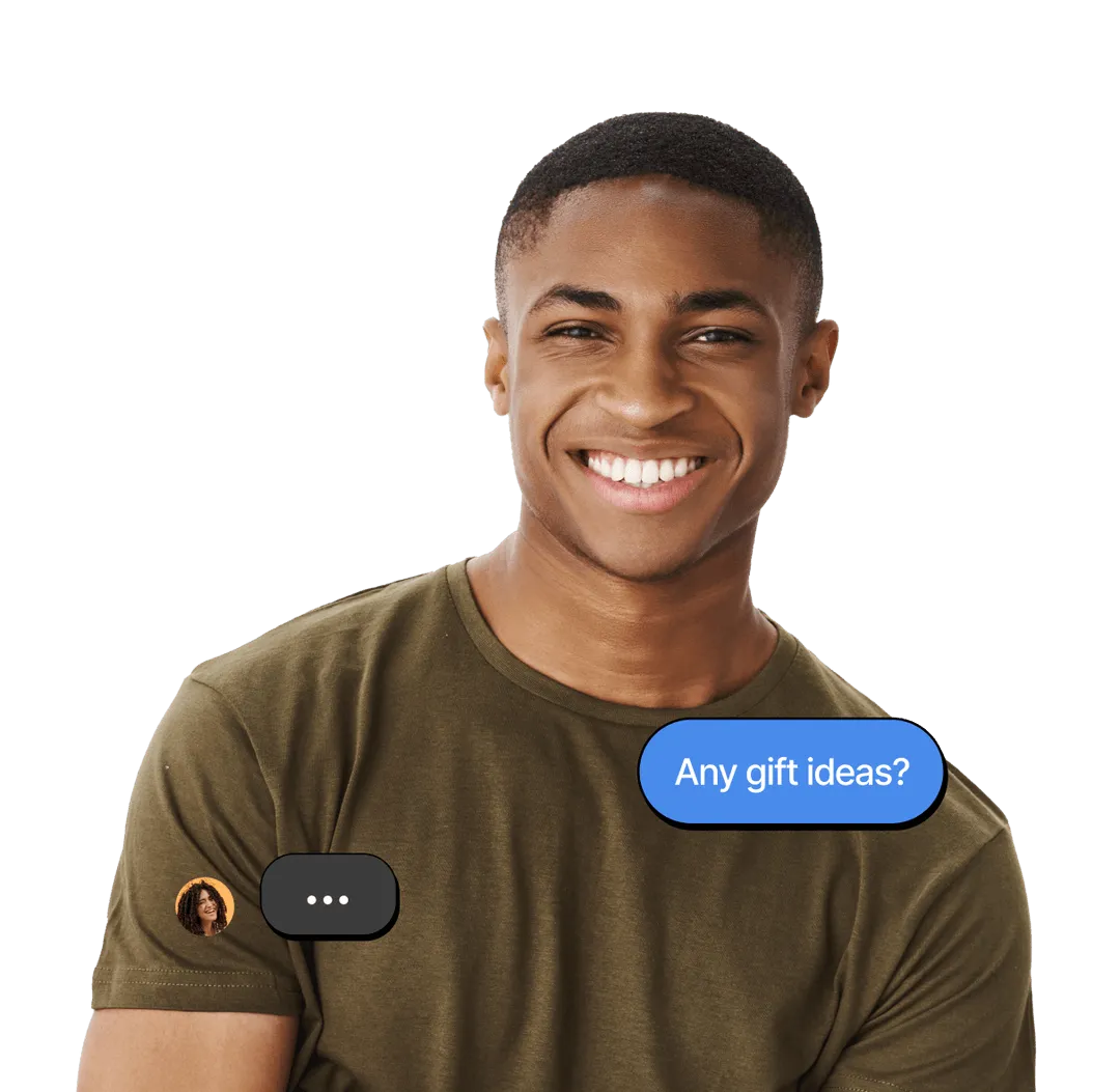 A man with a message bubble on his face.