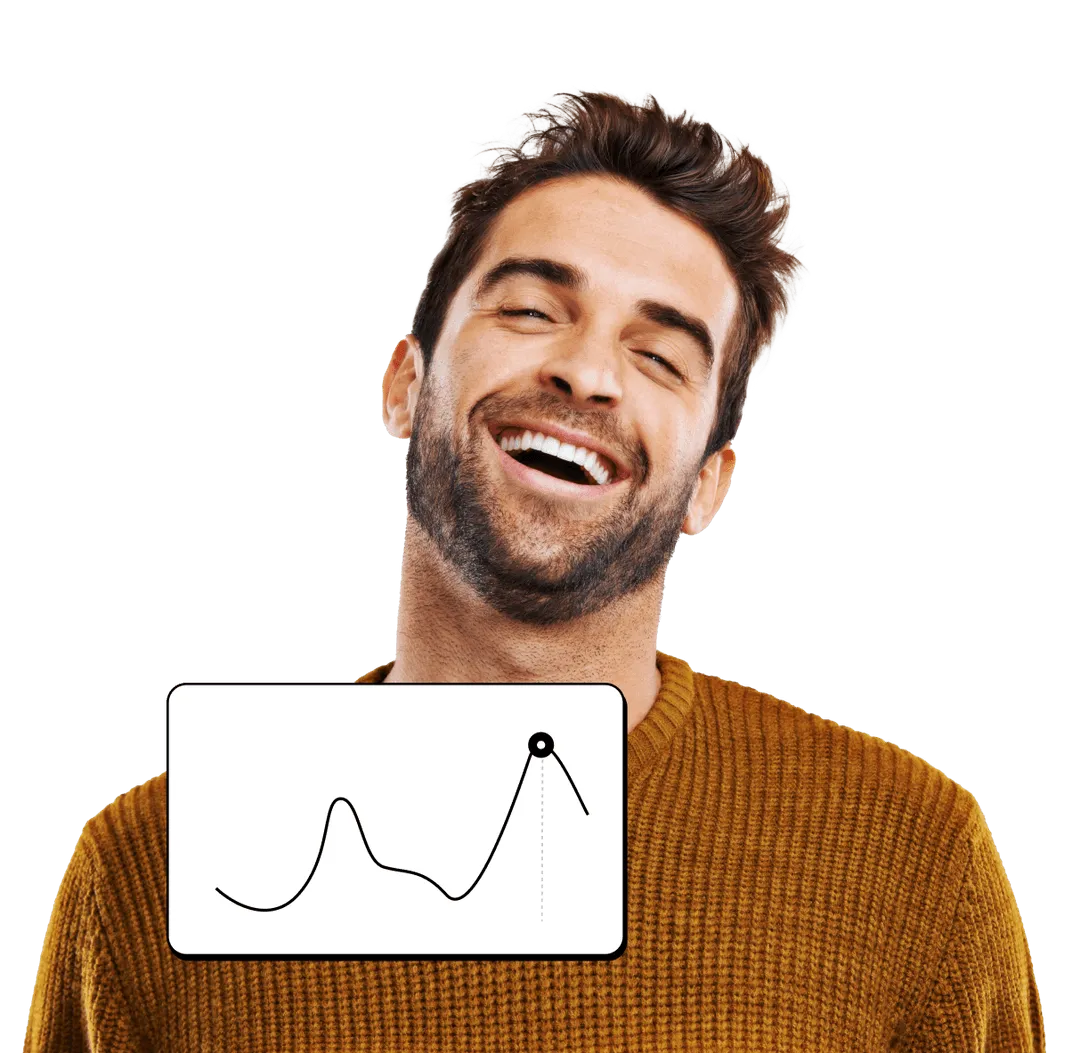A man holding a sign with a graph on it.