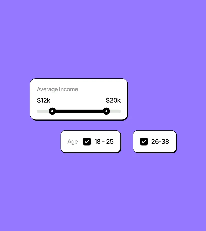 A purple background with a line graph and a bar graph.