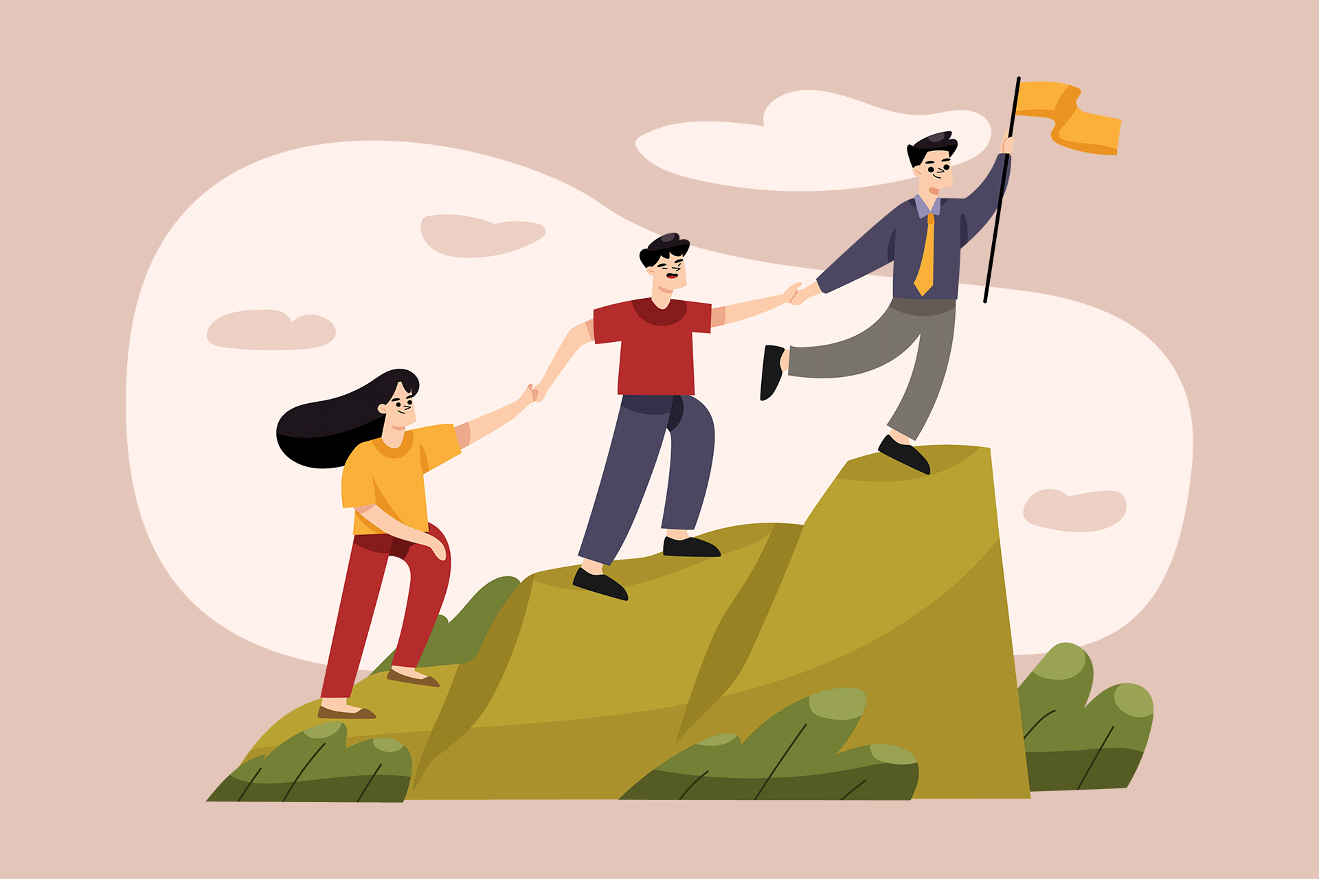 Team working together to reach success