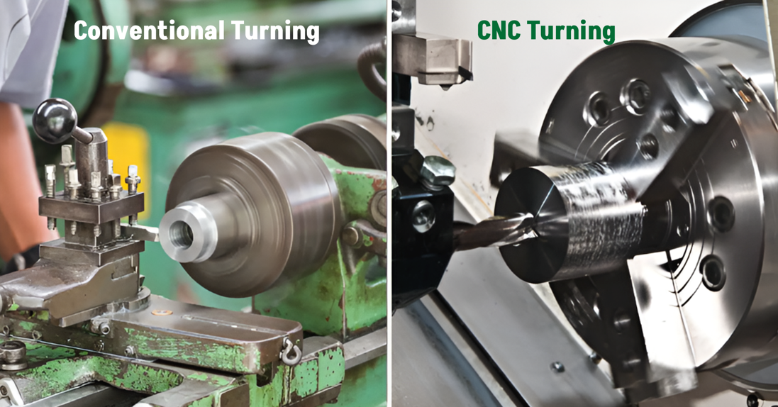 Conventional lathe vs CNC turning techniques