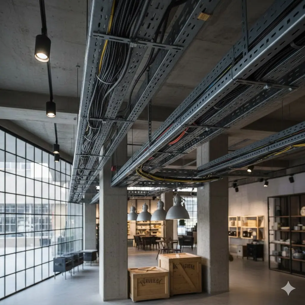 Electrostatic Coated Cable Trays | Industrial Style Shop Fittings