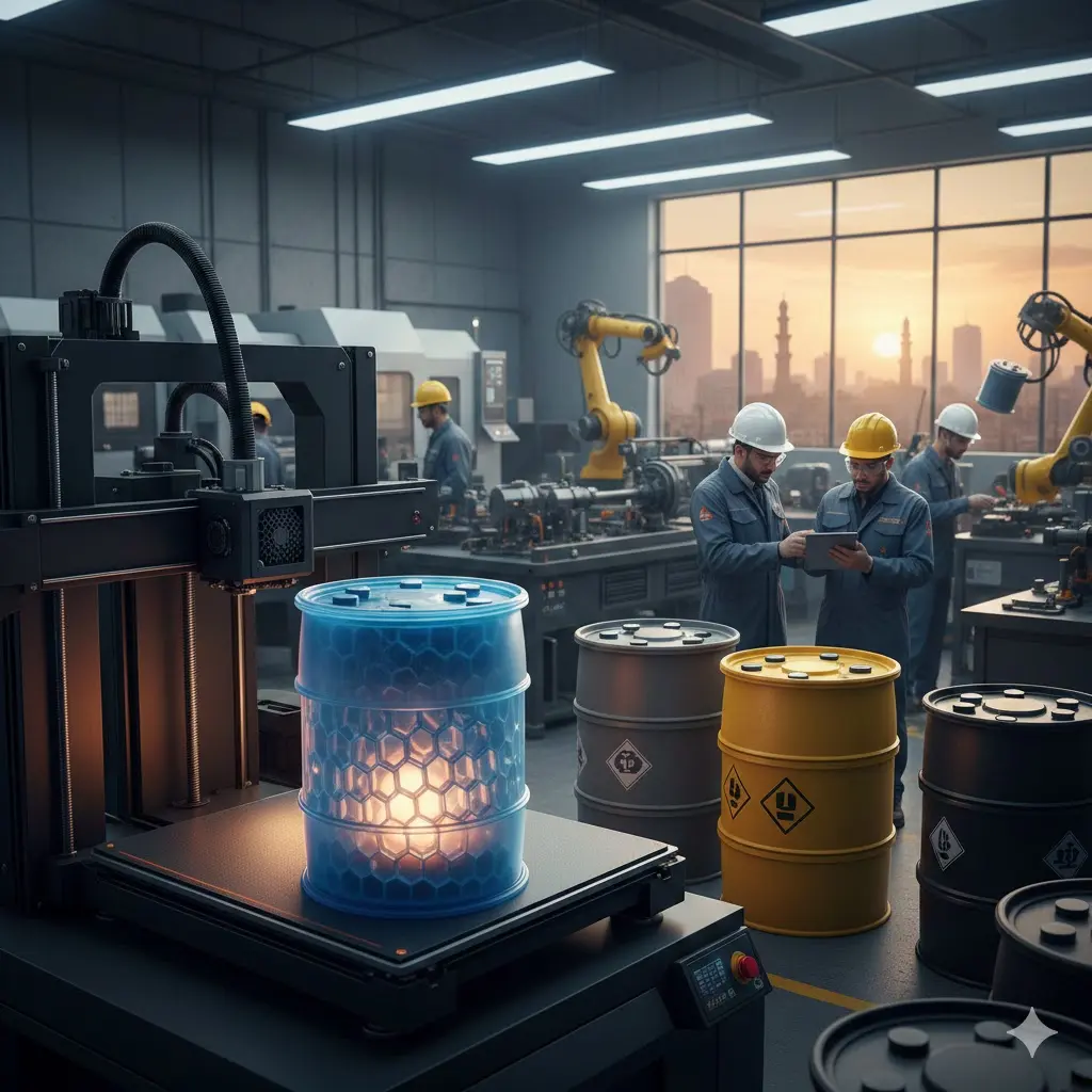 تصنيع البراميل البلاستيكية بتقنية الطباعة ثلاثية الأبعاد (FDM) 